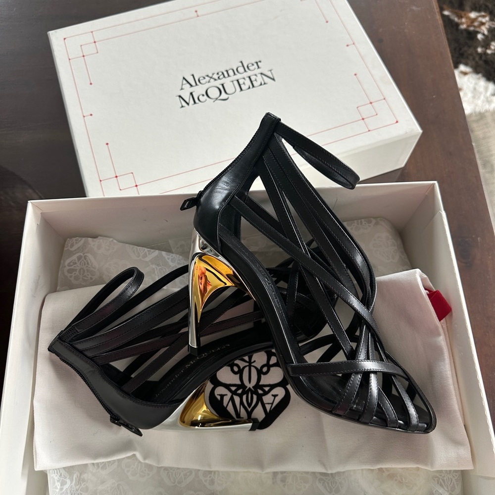 Alexander McQueen leather armadillo heeled sandals 95 mm